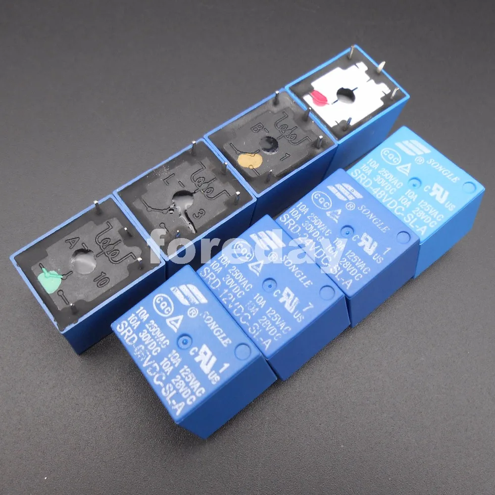 100PCS NEW SONGLE Power Relay SRD-12VDC-SL-A PCB 4 Pins BLUE SRD 05V 12V 24V 48V DC-SL-A Relays 100PCS/LOT Components *FD382-385