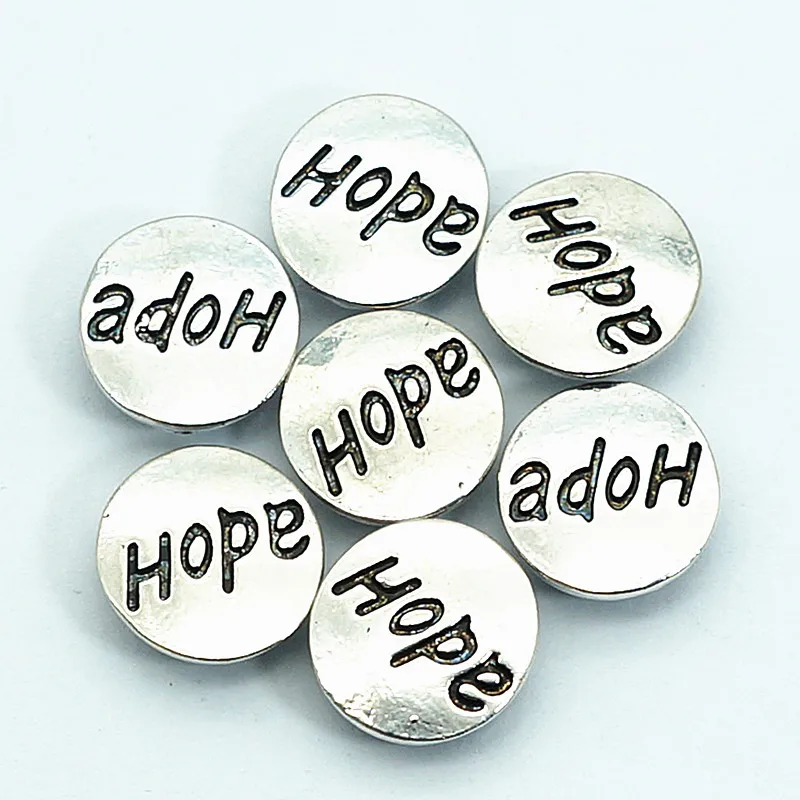 

Hot sale 10pcs beauty Hope simple 12MM metal snap buttons charms fit DIY 12mm snap jewelry KZ9056