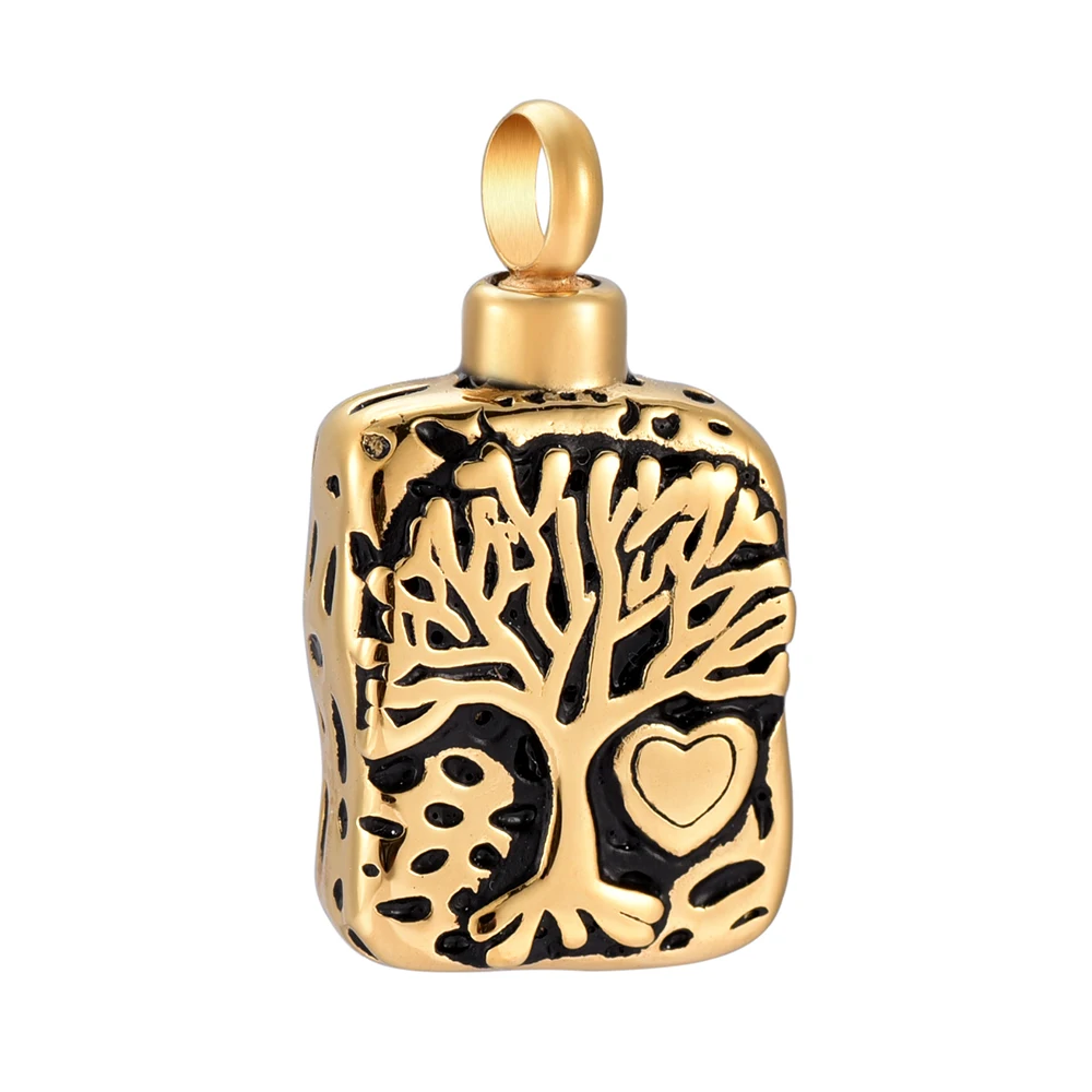 CMJ9910 NEW Arrive Tree Engraved Stainless Steel  Urn Pendant Cremation Urn Necklace Memorial Gift for Family