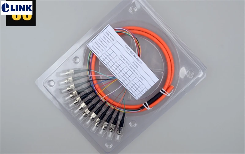 ST optischer Pigtail 12 Kerne 1,5 mTR MM 62,5/125 μm Glasfaserkabel ftth 12 farbiger Port ST UPC Bundle Pigtail 0,9 mm Fabrik ELINK