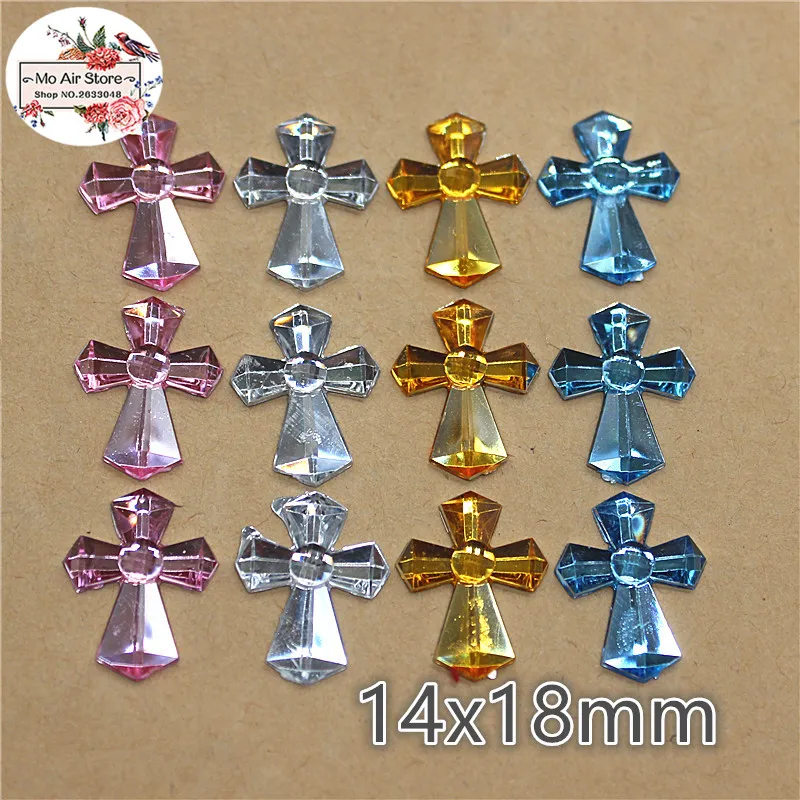 

100pcs cross style Acrylic rhinestones flatback decoration first birthday party souvenirs 14x18mm