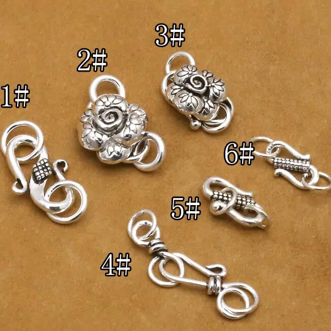 100% 925 Silver Jewelry Hook Sterling Flower Jewelry Claps Pure Silver DIY Jewelry S hook