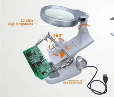 3 Times 4.5X Table Lamp Style LED Illuminated Desk-top Welding Frame Loupe Magnifier Magnifying Glass Circuit Board Repair 220V