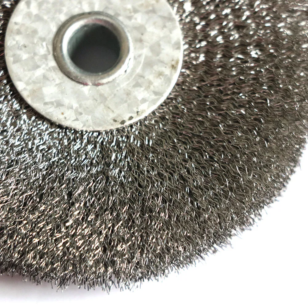 Imagem -05 - Wire Wheel Brush For Metal Derust Wood Deburring Flat tipo Polishing Tool Bench Grinder Polishing in in 10 mm 16 mm 1pc