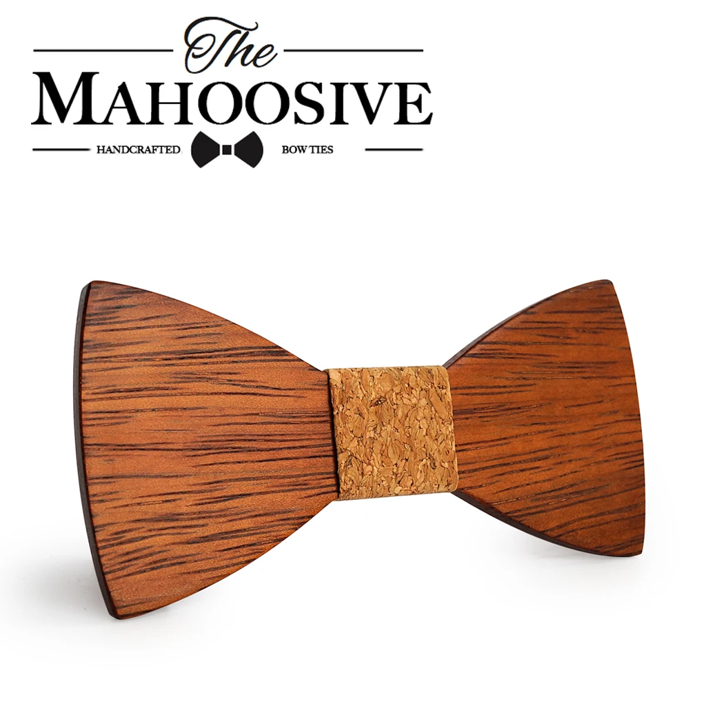 Mahoosive Gravata Plaid Wood Wooden Bow Tie For Man Wedding Butterfly Design Necktie for Wedding Groom