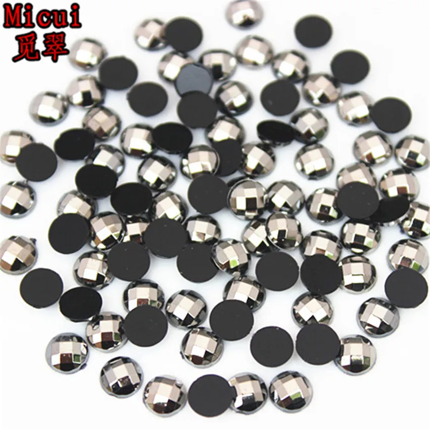 Micui 6/8 millimetri di Cristallo AB Rotonda Acrilica Del Chiodo Rhinestones Flatback Colla Sul Non Hotfix Pietre Appliques Per Le Imbarcazioni FAI