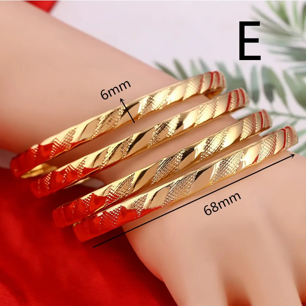 Openable Dubai Gold Bangles 64mm*8mm Width Women Men 1pcs Gold Bracelets African European Ethiopia Girls Bride Bangles Gift