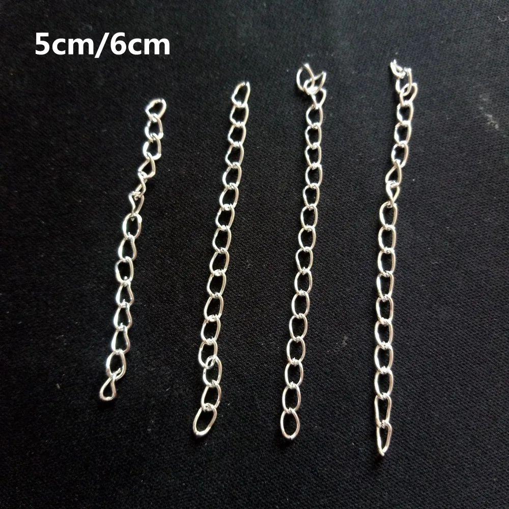 Wholesale 500pcs 5cm/6mm Gold/Silver/Antique Bronze Color Necklace Extender Chain Bulk Extension Tail Chains For Jewelry Making