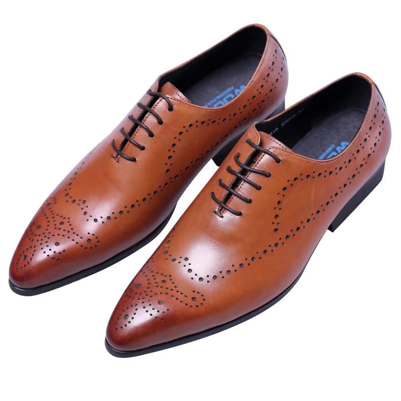 

NEW Breathable Black / brown pointed toe oxfords business shoes mens dress shoes genuine leather wedding shoes man work shoes