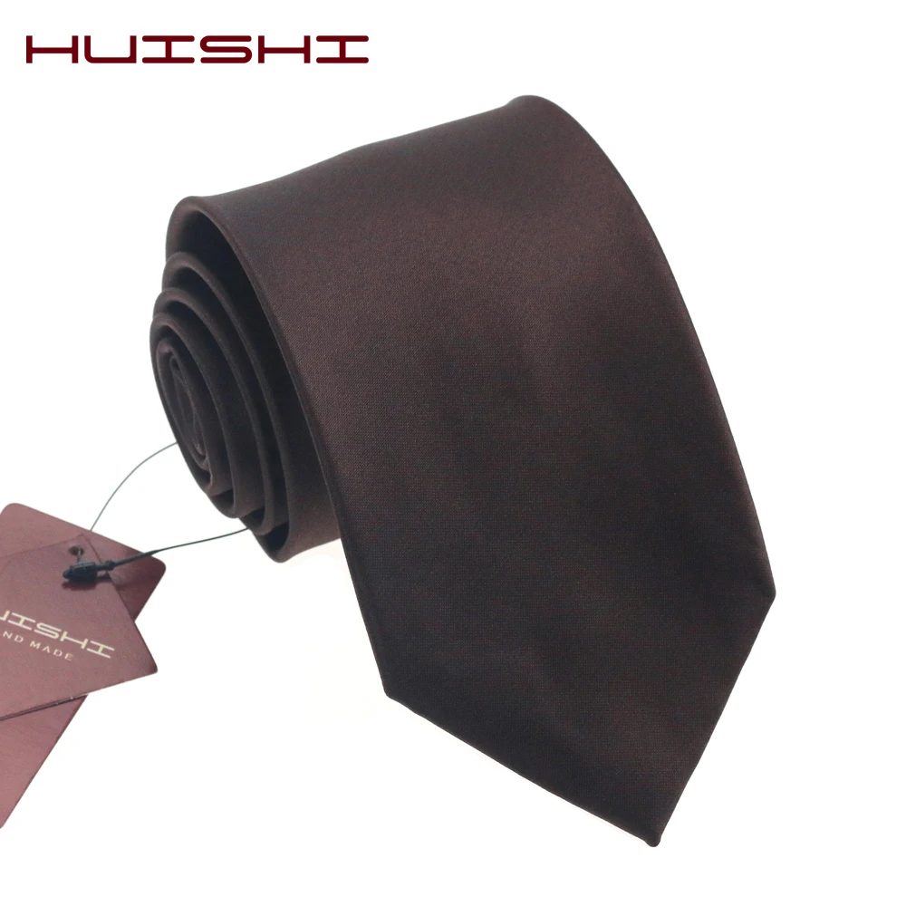 HUISHI-Corbata a cuadros y rayas para hombre, corbata marrón de 8cm y 6cm, traje de negocios, boda, fiesta, regalo