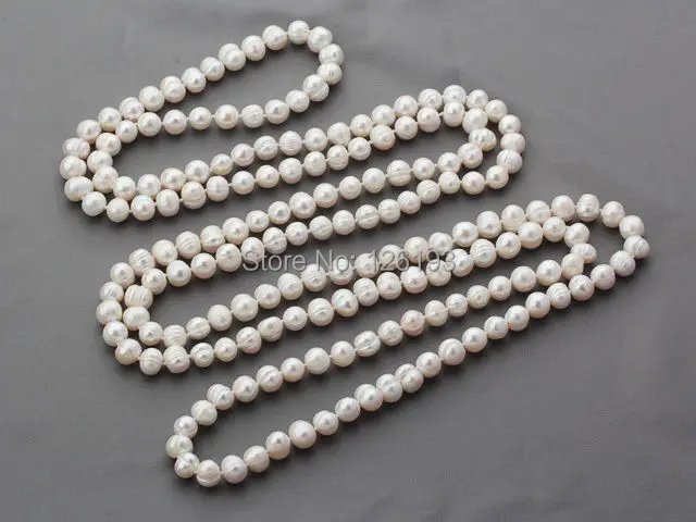 

Nice Long Style 8-9mm snow White Natural Freshwater Pearl Necklace - 160cm of Pearls