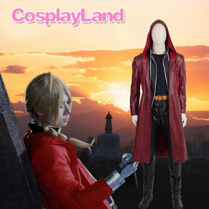 Men's Fullmetal Alchemist Edward Elric Costume Cosplay Game Japanese High Quality Custom Made Halloween Costumes for Men