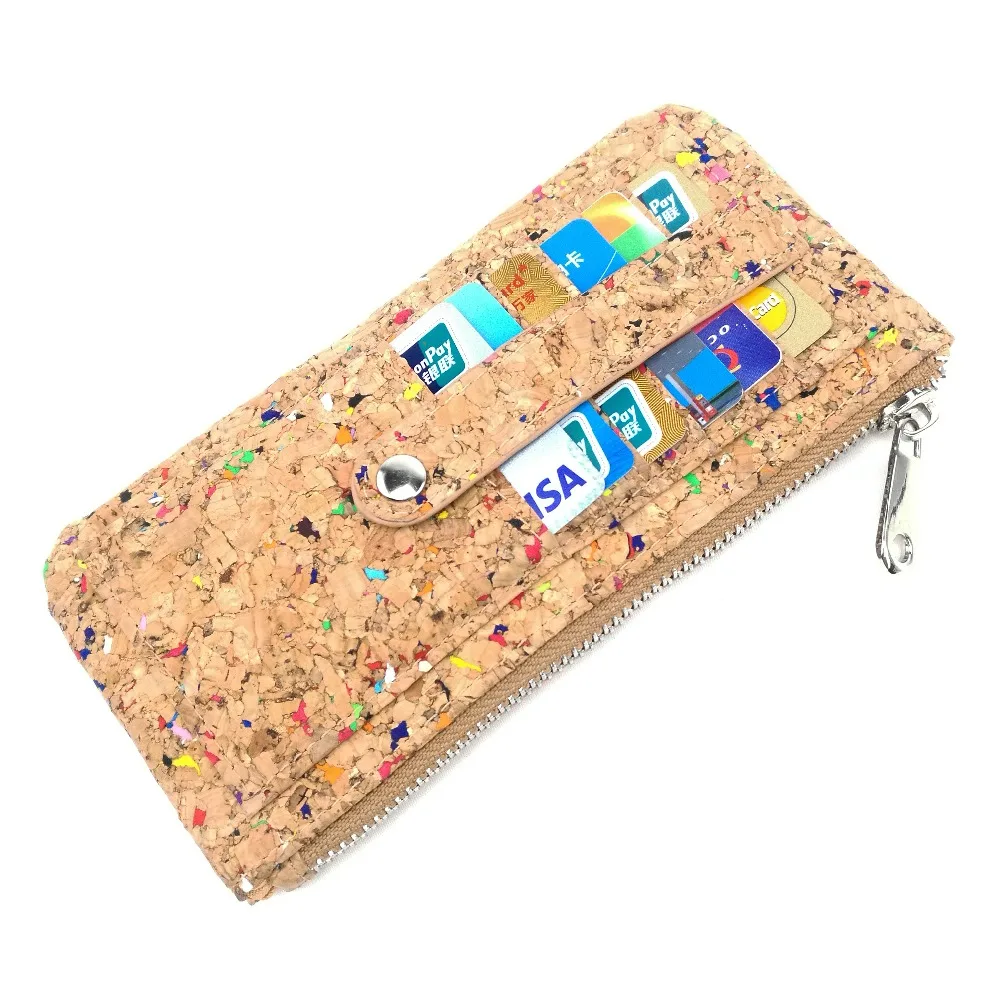 

Handmake Natural Cork Slim Card Holder Vegan Thin Wallet Eco Coin Purse Women