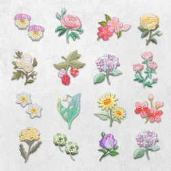 AHYONNIEX Cheap Flowers Embroidered Patch for Clothing Sew on Sew Applique Patch Jeans Clothes Sticker Badge Iron on Floral