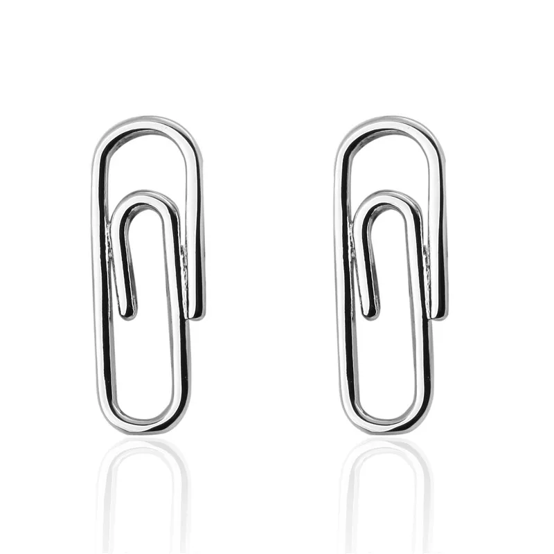 Formal silvery Paper clip Cufflink for Mens Suits Buttons Geometric Wedding Cufflink French Grooms Shirt Brand Cuff Links