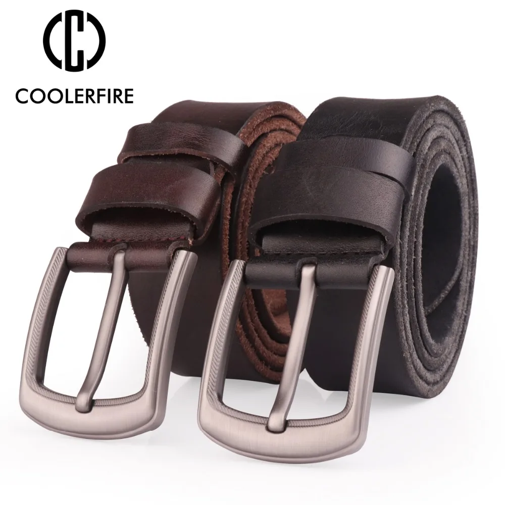 Men Top Full Grain 100% Cowhide Genuine Leather Belt With High Quality Zinc Alloy Buckle Bekts For Men TN001