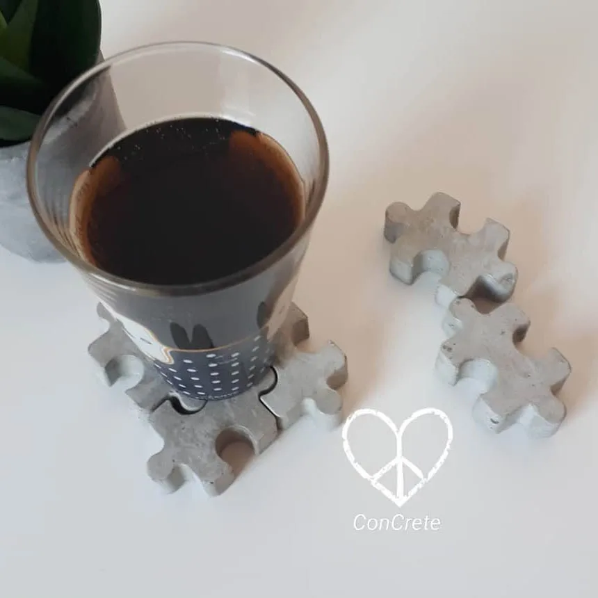 Block Puzzle Coaster Silicone Molds 3D Concrete Tray Mold Fondant Cake Baking Molds Coffee Cup Holder Cement Block Candle Moulds
