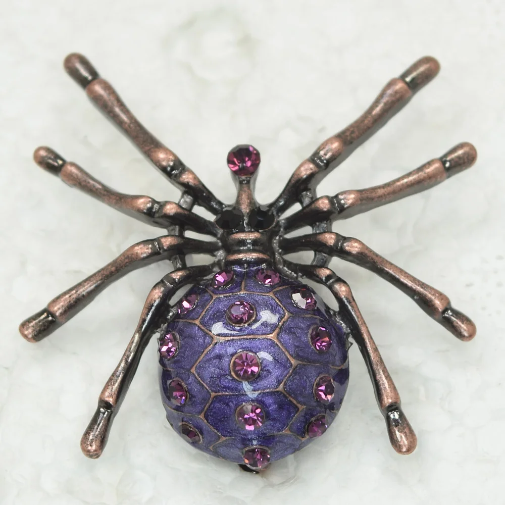 

60pcs/lot Mixed Color (Can Notes Color) Wholesale Fashion Brooch Enamel Rhinestone Spider Pin brooches C101598