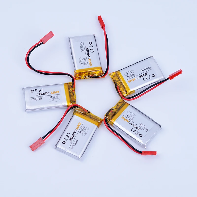 5pcs/Lot 3.7V 900mAh 782548 Rechargeable Lithium Li-ion Polymer Battery 802550 Batteries