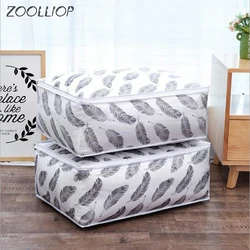 Hot koop Opvouwbare Quilt Opbergtas Feather Print Home Kleding Quilt Kussen Deken Opbergtas Reizen Bagage Organizer Bag 1pc