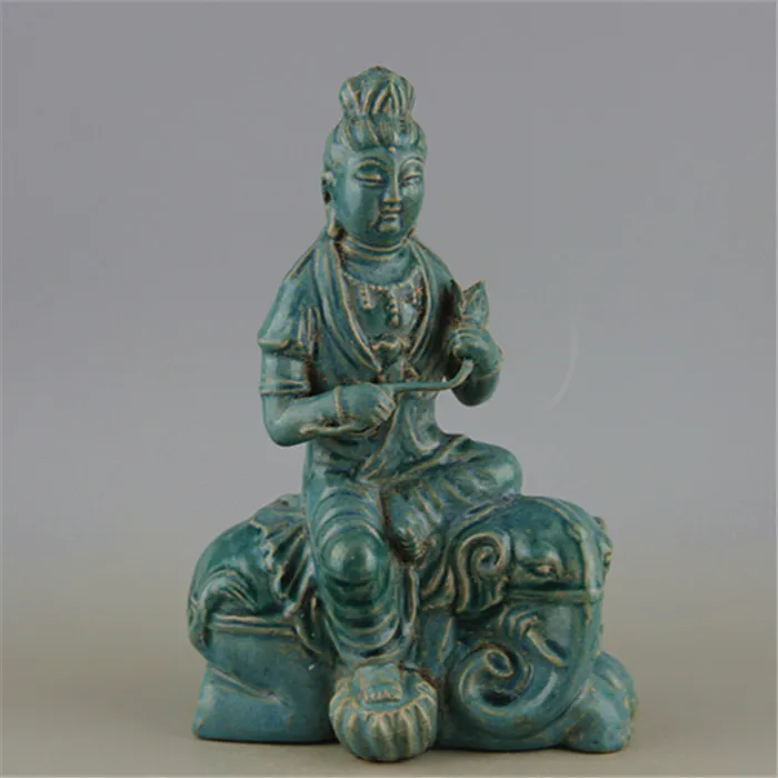 Antique SongDynasty porcelain staute,Green Buddha sculpture,Hand-painted crafts,Decoration,Collection&Adornment,Free shipping