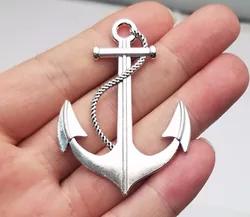 10pcs/lot--55x40mm Antique Silver Plated Anchor Charms Ocean Pendants DIY Necklace Supplies Jewelry Making Finding Accessories