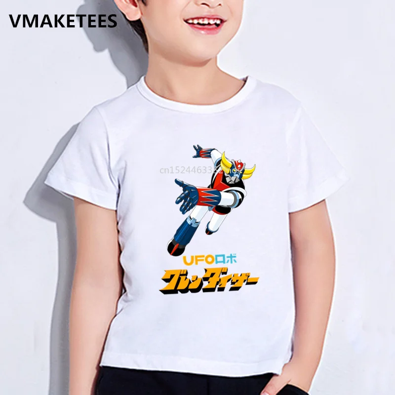 Kids Summer Short Sleeve Girls & Boys T shirts Japan Robot Grendizer Anime Print Children's T-shirt Funny Baby Clothes,HKP5244