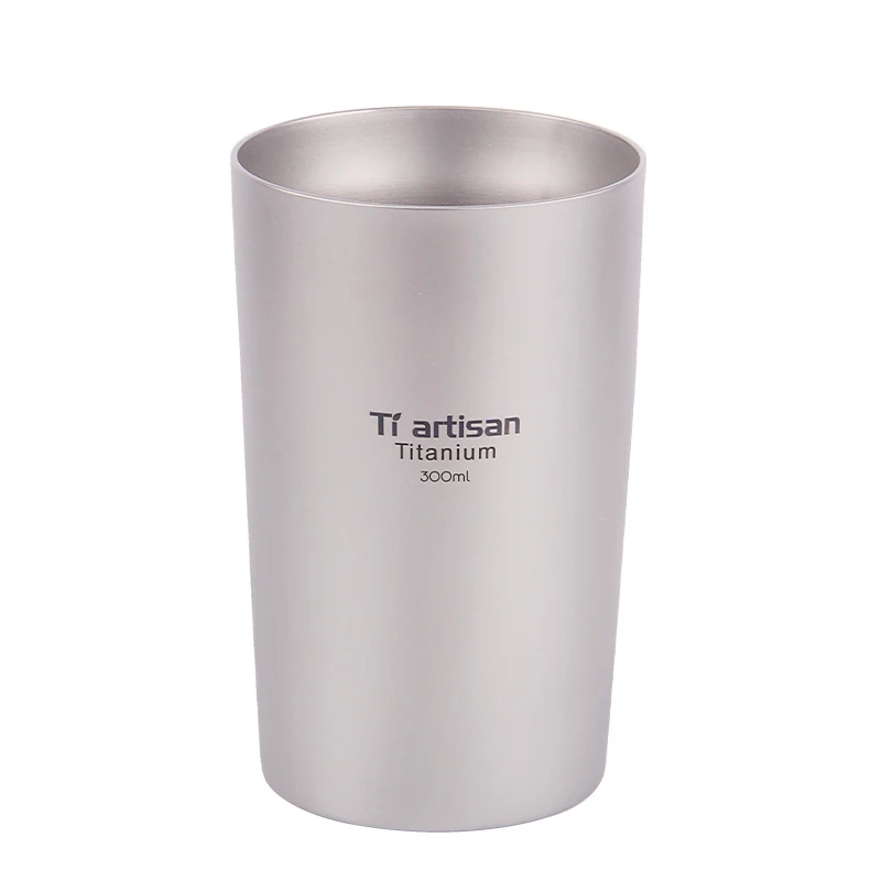 

Tiartisan Outdoor titanium beer mug portable double insulated coffee mug tea drinking mug double wall 300ml