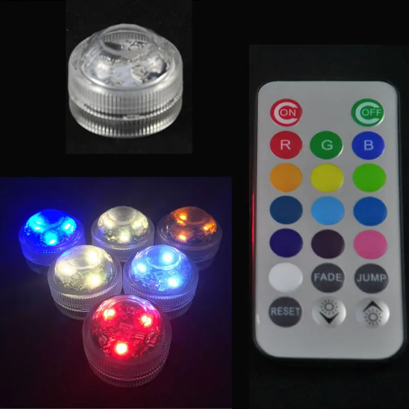 

50pcs/lot Waterproof Submersible LED Party Tea Mini Light With Remote control For wedding Halloween Christmas Decoration