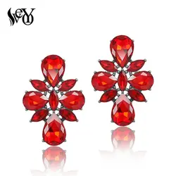 VEYO Geometric Crystal Stud Earrings for Women Fashion Jewelry Gifts