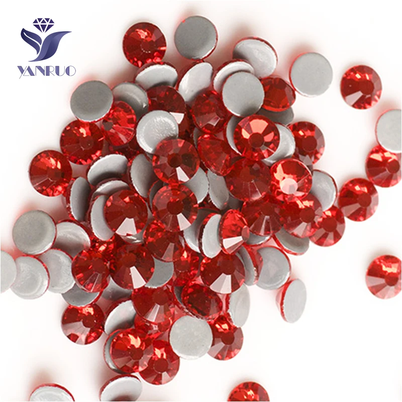 YANRUO 2058HF SS4-SS30 Light Siam Flat Back Hotfix Rhinestones Crystals Strass Glass Stone For Clothes Accessories