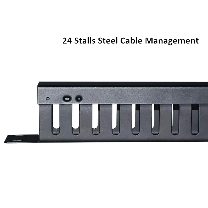 Rack Mounted Metal Steel Network Cable Management Cable Organizer 1U 19inch 24Rings Served For Cabinets Network Cabling System