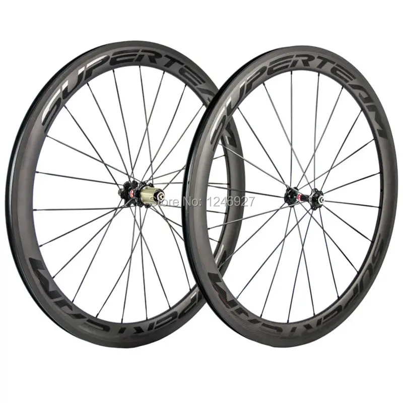 

Superteam 50mm Clincher Carbon Wheels Front&Rear Glossy Letter Road Bike Carbon Wheelset Racing Bike/Bicycle