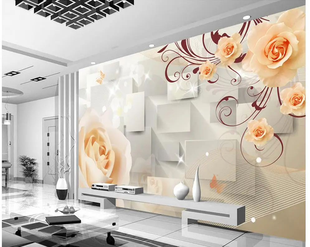 

3d room wallpaper Home Decoration Fashion Roses TV wall paintings photo mural wallpaper