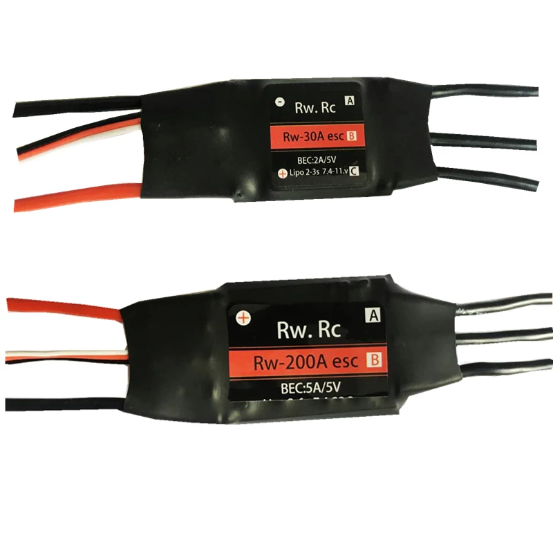 RW.RC 2-6S 30A/50A/70A/125A/200A ESC 5V/2A 5V/5A UBEC Brushless Speed Controller ESC For RC Car Boat