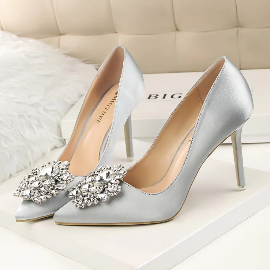 BIGTREE Shoes Women Pumps 2022 High Heel Women Shoes Fashion Women Heels Pointe Shoes Rhinestone Ladies Shoes Classic Pumps