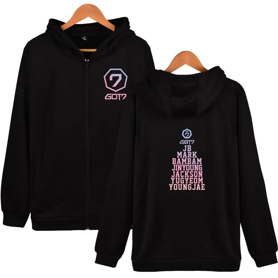 

GOT7 kpop fashion zipper men women Hoodie Sweatshirts tracksuit casual hooded sweatshirt long sleeve zip up hoodies jacket tops