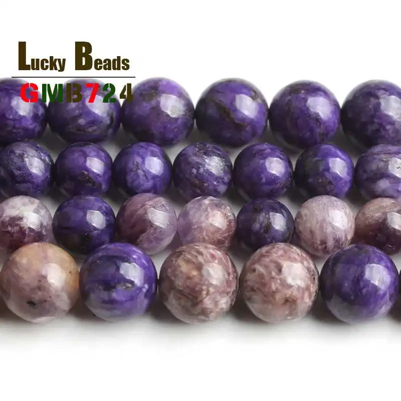 A+ Round Natural Charoite Beads Loose Spacer Stone Beads For Jewelry DIY Making Bracelet Necklace Pick Size 8/10mm 15 \'\' Strands