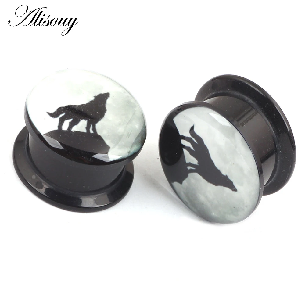 2pcs Night Wolf Animal Acrylic Ear Gauges Plugs