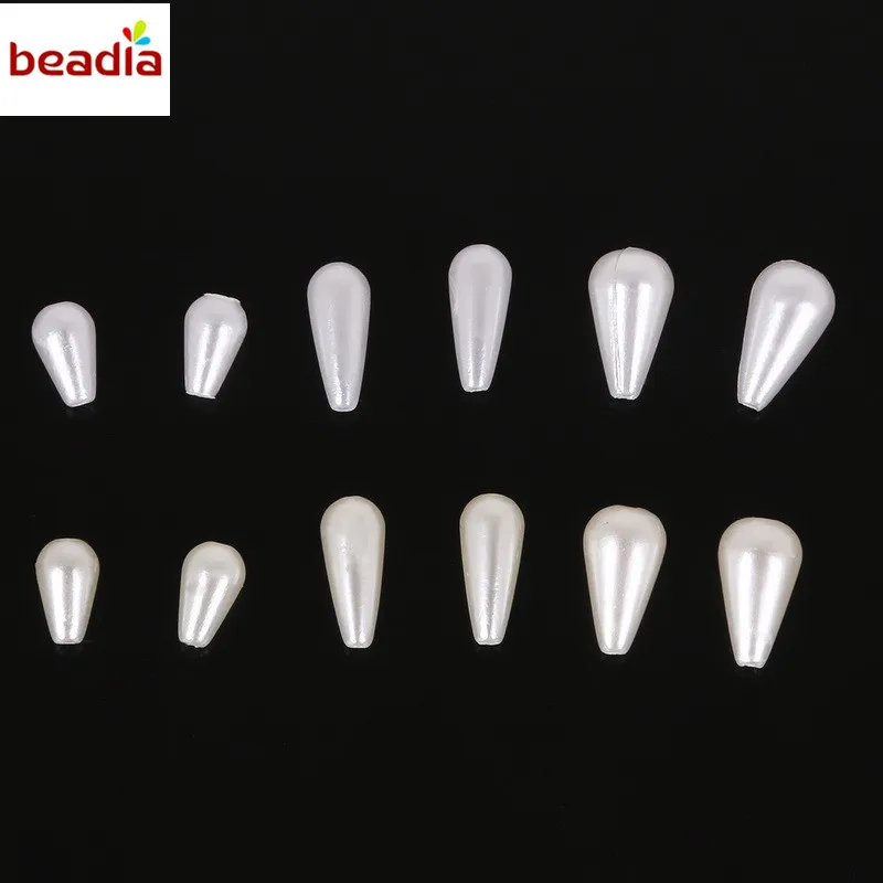 TearDrop&Oval Shape Plastic ABS Pearl Loose Spacer DIY Beads White&Ivory 50-200pcs/bag Many Size For Jewelry Findings Making