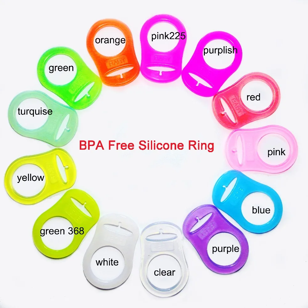 Sutoyuen 10pcs BPA Free Baby Silicone Pacifier Clips Dummy Chain Holder Attache Sucette Pacifier Adapter Ring for MAM NUK Nipple