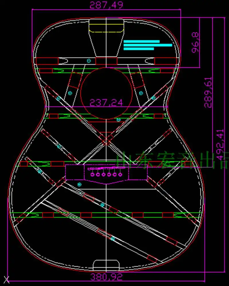 40 inch OM type guitar making template wooden mold mold shape sound hole sound beam code position