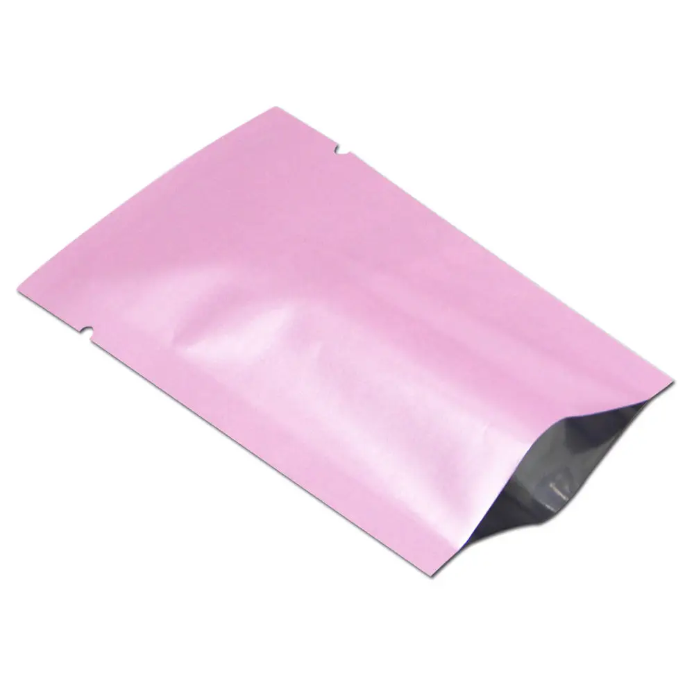 

100Pcs/Lot 6x9cm Glossy Pink Aluminum Mylar Foil Bags Opening Top Heat Seal Vacuum Bags Food Grade Package Bags for Christmas