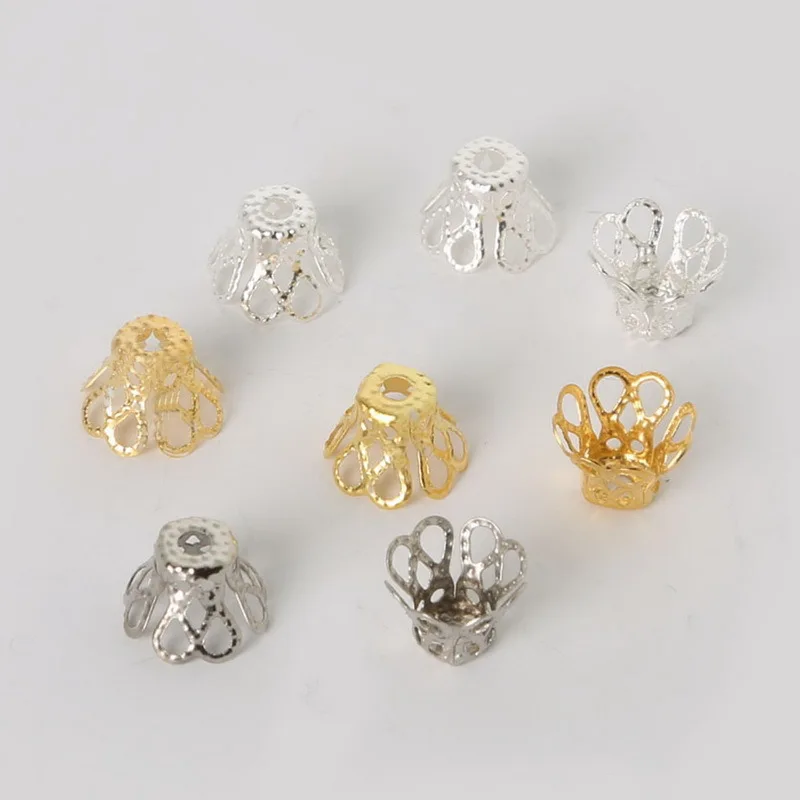 6*8mm 100pcs/ lot Iron 4-petal Flower Bead Caps Jewelry Finding DIY FDA014-02