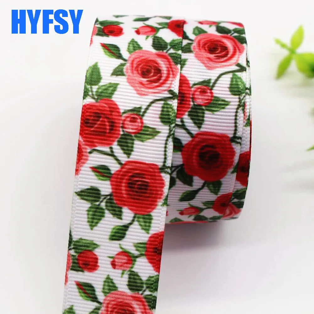 10 Yards 25mm Flower ribbon  DIY gift wrapping headwear handmade tape materials Grosgrain ribbons wedding Accessories Materials