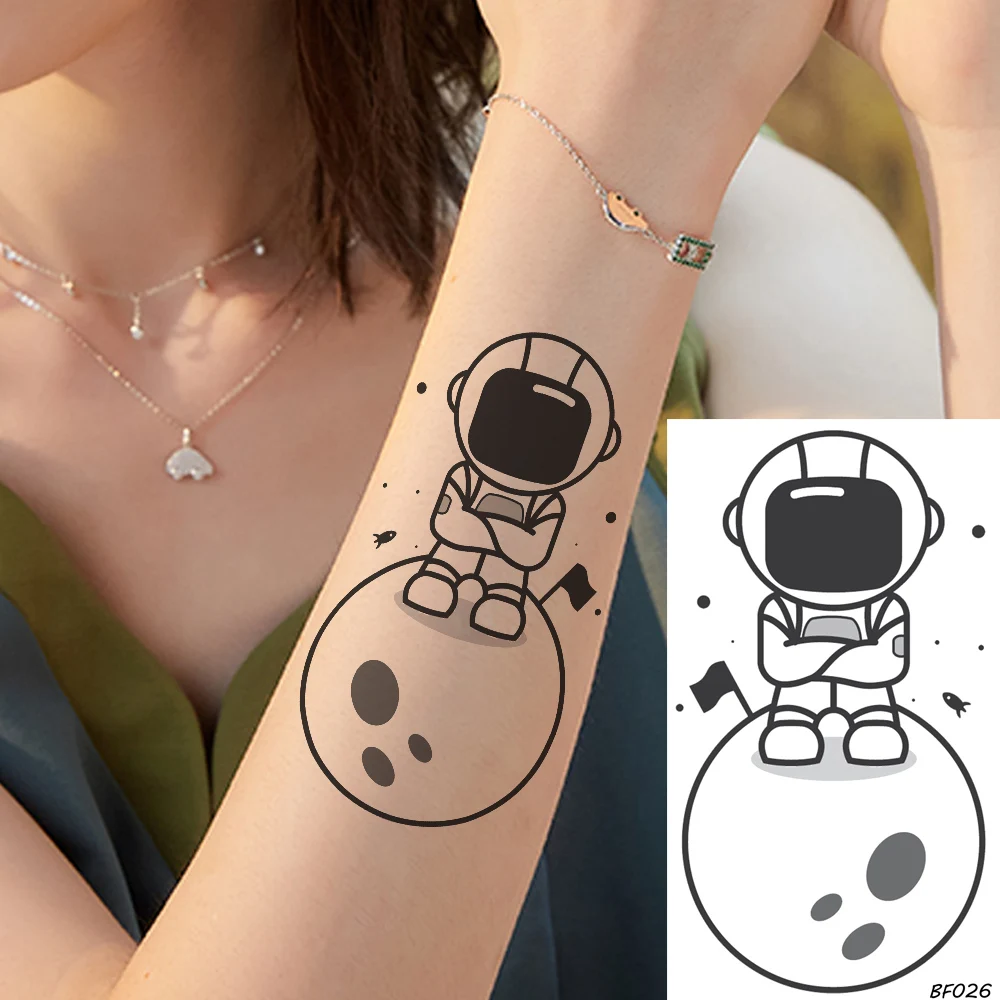 VANKIRS Fake Cartoon Spacemen Robot Earth Tattoos For Kids Children Arm DIY Stickers Waterproof Women Temporary Tattoo Custom