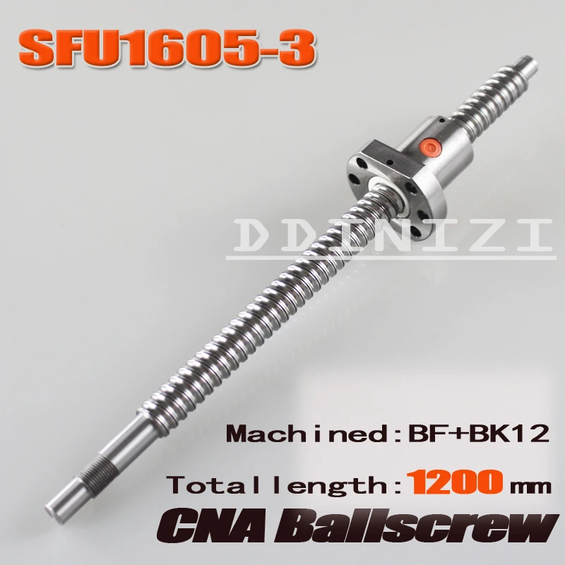 

BallScrew SFU1605 -3 1200mm ball screw C7 with 1605 flange single ball nut BK/BF12 end machined Woodworking Machinery Parts