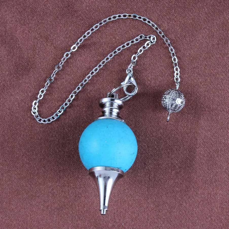 xinshangmie Fashion 7 Chakra Blue Turquoises Crystal Reiki Energy Healing Pendulum Pendant Bead Dowsing Amulet Charm Jewelry