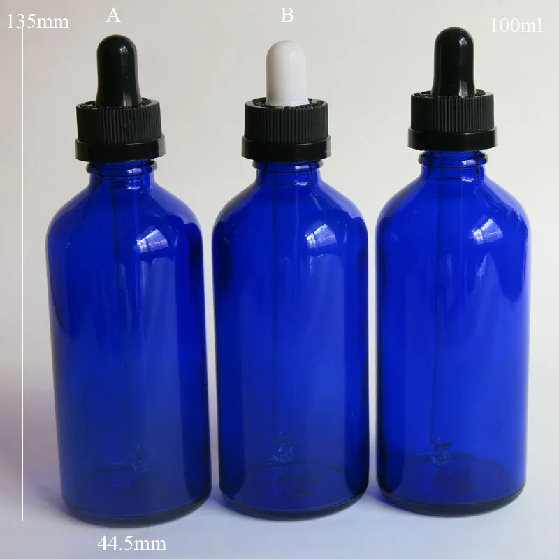 wholesale 100pcs 100Ml Blue Glass Reagent Liquid Pipette Bottle , empty blue color galss 100 ml  Dropper  Essential oil Bottle