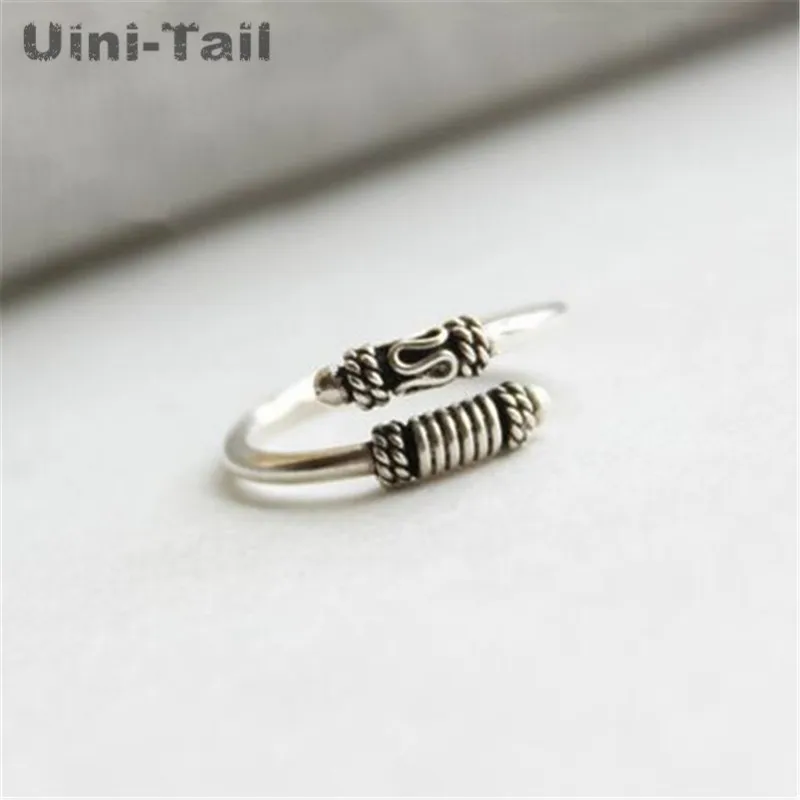 Uini-Tail hot new 925 Tibetan silver fashion creative simple retro opening ring Chinese style high quality jewelry  JZ115